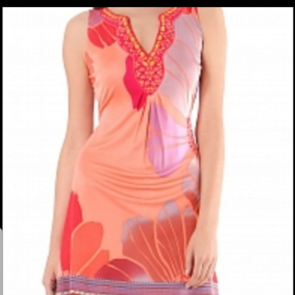 Hale Bob Silk Beaded Dress size small